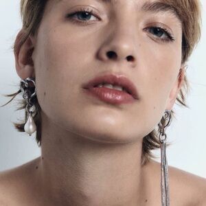 Zara Silver and Pearl Dangle Earrings